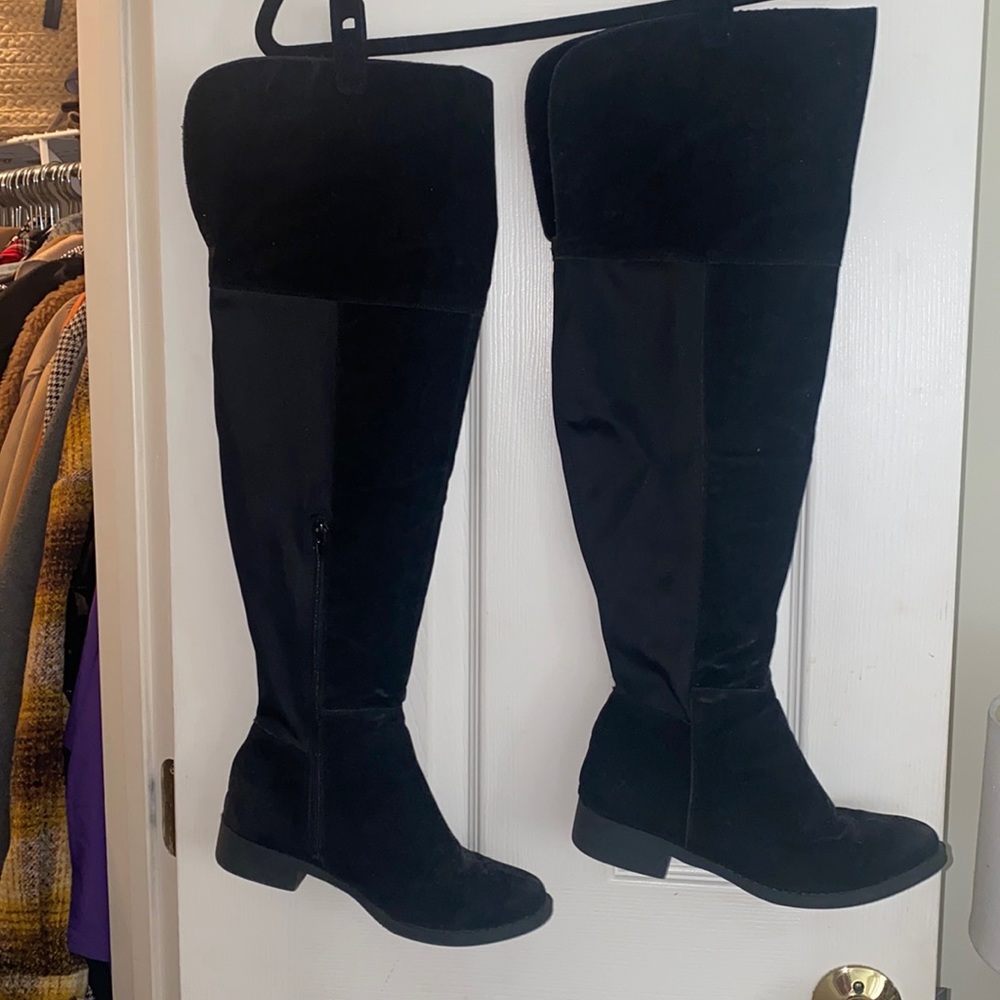 Black thigh high boots